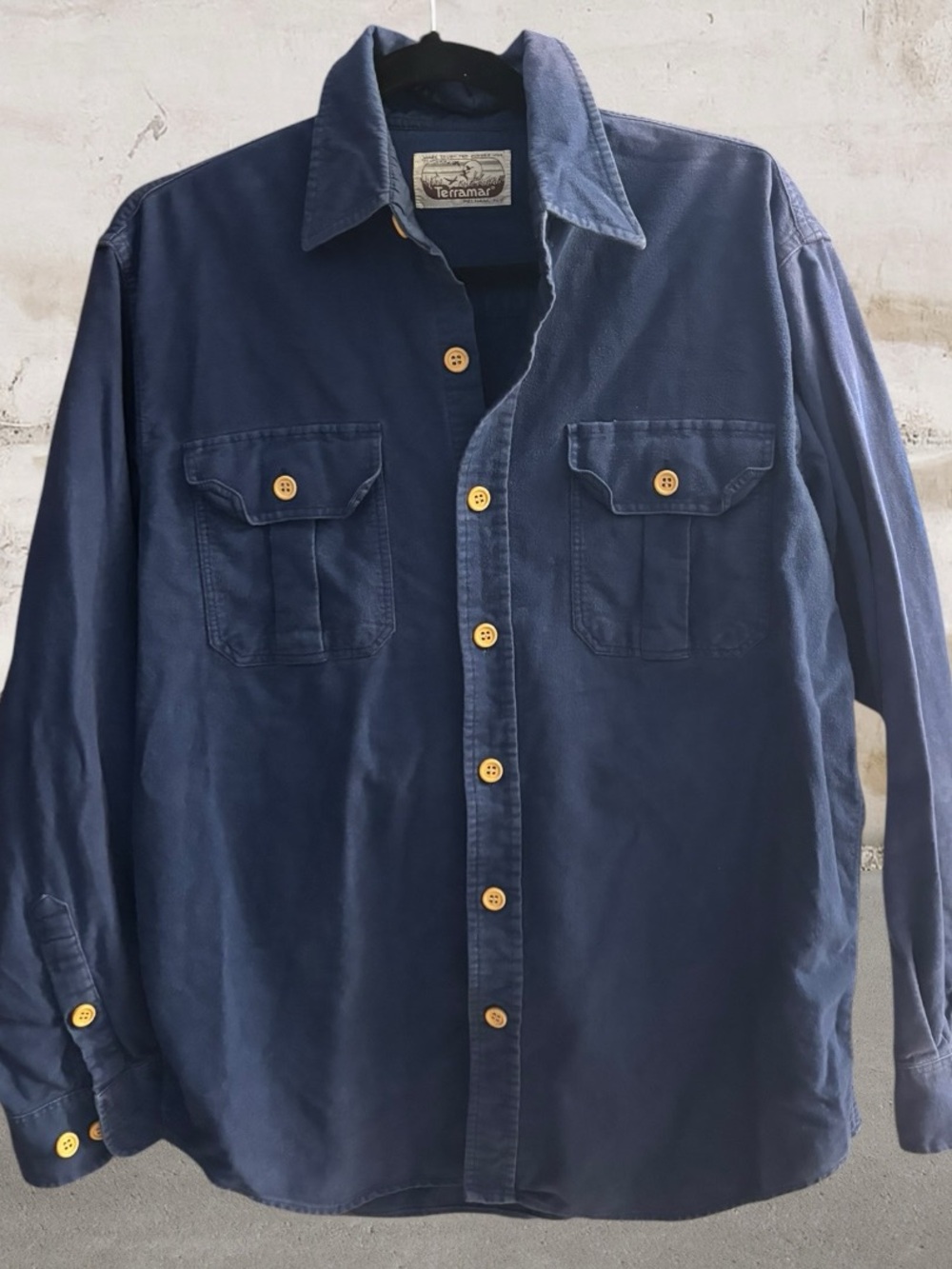Terramar Men's Navy Casual Button-Down Shirt Size 10 - Picture 2 of 5